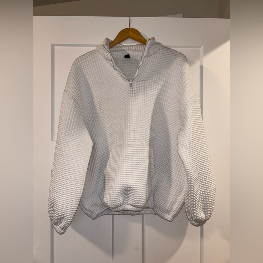 Half Zip White Sweater